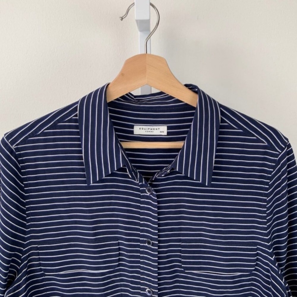 EQUIPMENT 100% Silk Colorblock Shirt Dress - Picture 4 of 7